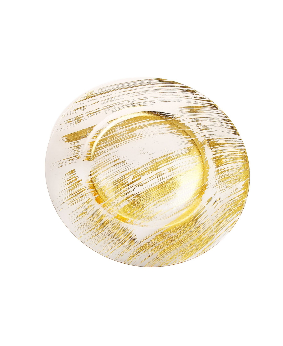 Brushed Glass Charger Plates, Set of 4 - Gold-Tone, Clear