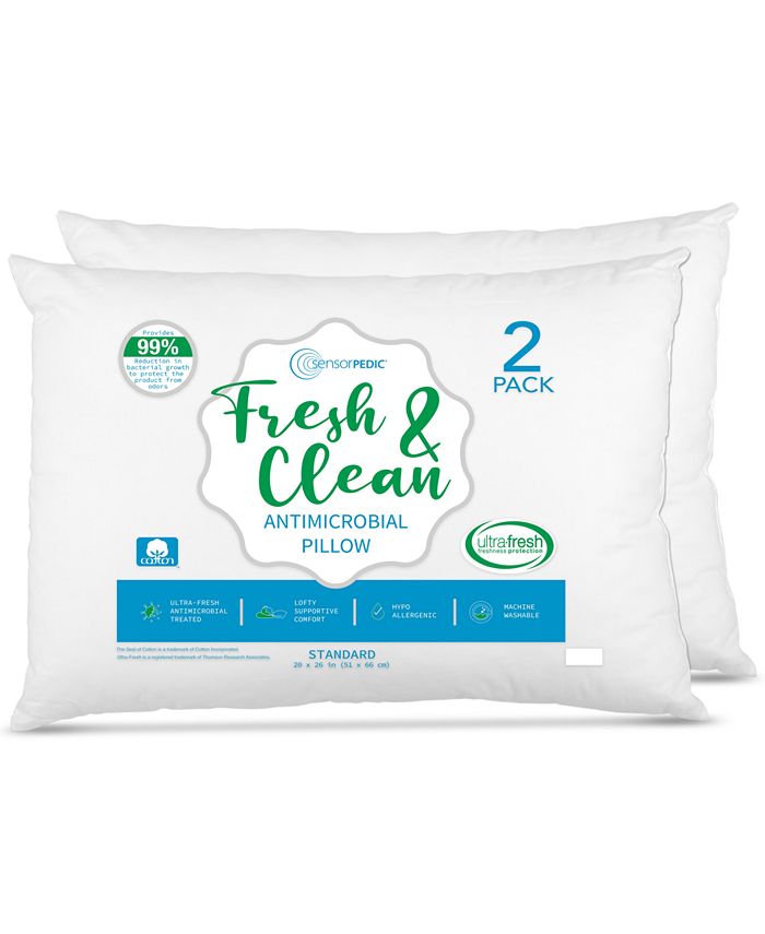 SensorPEDIC Fresh & Clean Ultra-Fresh Antimicrobial Pillows - Standard, 2-Pack & Reviews - Pillows - Bed & Bath Macy's