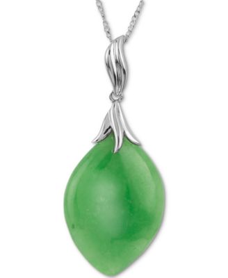 Macy's - Jade 18" Pendant Necklace in Sterling Silver