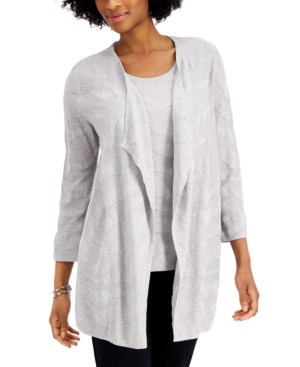 Kasper Textured Open-Front Cardigan
