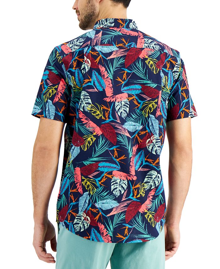 Club Room Men's Tropical Leaf Short Sleeve Shirt, Created for Macy's ...