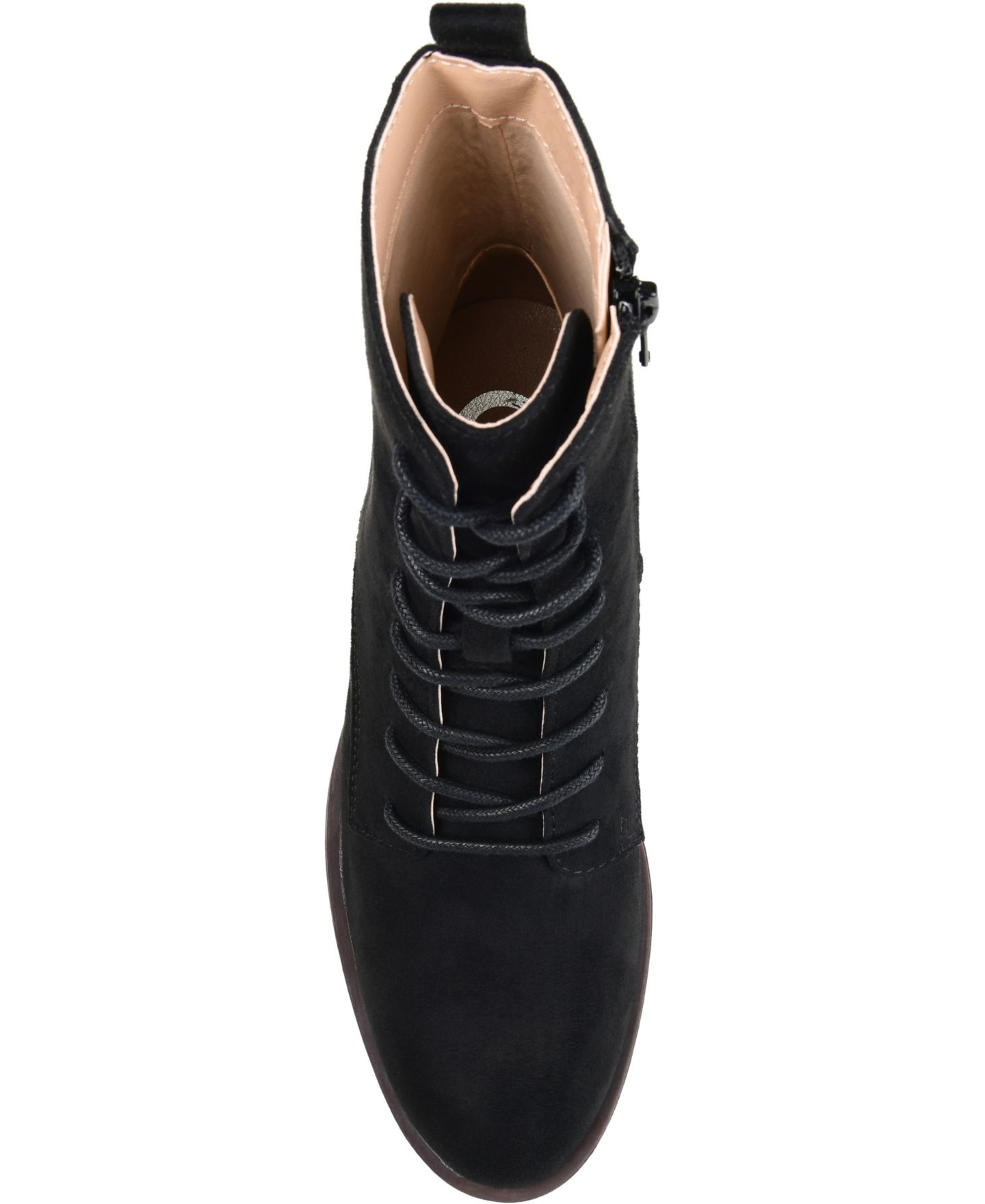 Женские ботинки Journee Collection Vienna Lace Up Stacked Heel Booties, цвет: Чёрный, вариант 1 — фото 6