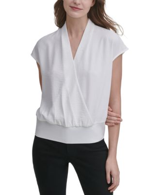 Calvin Klein - Cap-Sleeve V-Neck Blouse