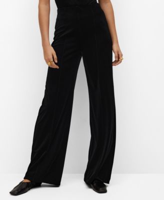 MANGO Women's Velvet Palazzo Pants 