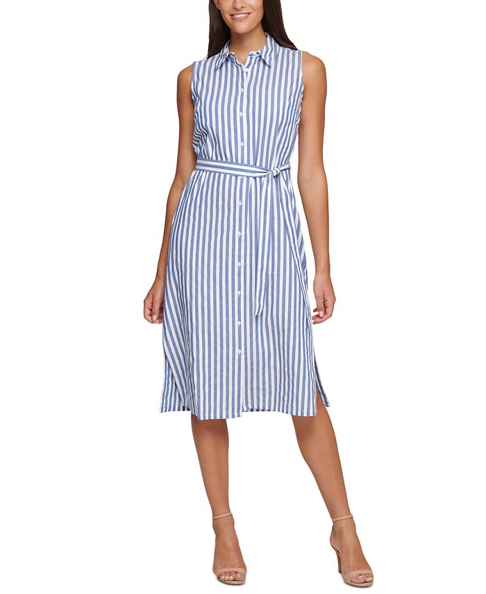 Tommy Hilfiger Cotton Striped Shirtdress - Macy's