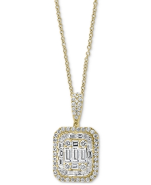 EFFY COLLECTION EFFY DIAMOND BAGUETTE CLUSTER 18" PENDANT NECKLACE (1-3/4 CT. T.W.) IN 14K GOLD
