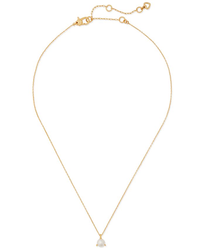 kate spade new york Gold-Tone Imitation Pearl 3-Prong Pendant Necklace ...