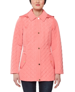 Jones New York Water resistant Hooded Quilted Jacket In Pink Lift ModeSens