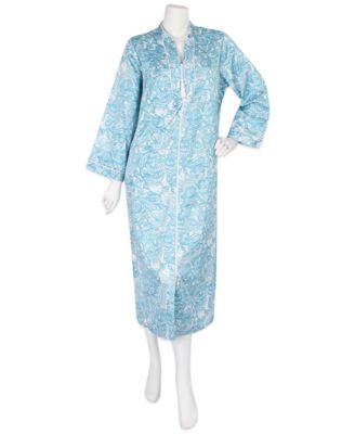 Miss Elaine - Woven Long Satin Zipper Robe