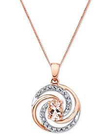 Morganite (1 ct .t.w.) & Diamond (1/6 ct. t.w.) Swirl 18" Pendant Necklace in 14k Rose Gold
