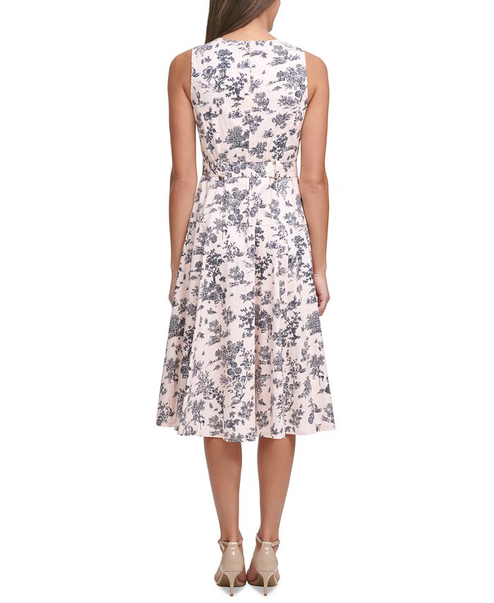 Tommy Hilfiger Belted Floral-Print Fit & Flare Dress - Macy's