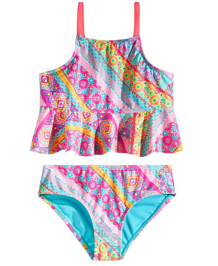 AMERI WAVE PEPLUM SWIMWEAR S Peplum Swimsuit - Vintage Blue