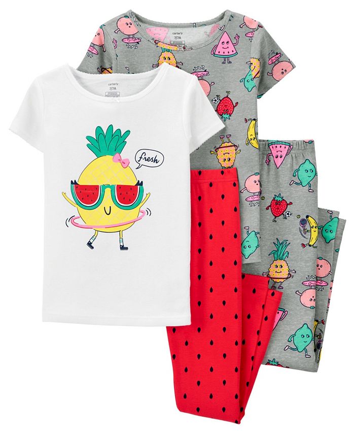 Carter's Big Girls 4 Piece Pineapple Snug Fit Pajama Set Macy's