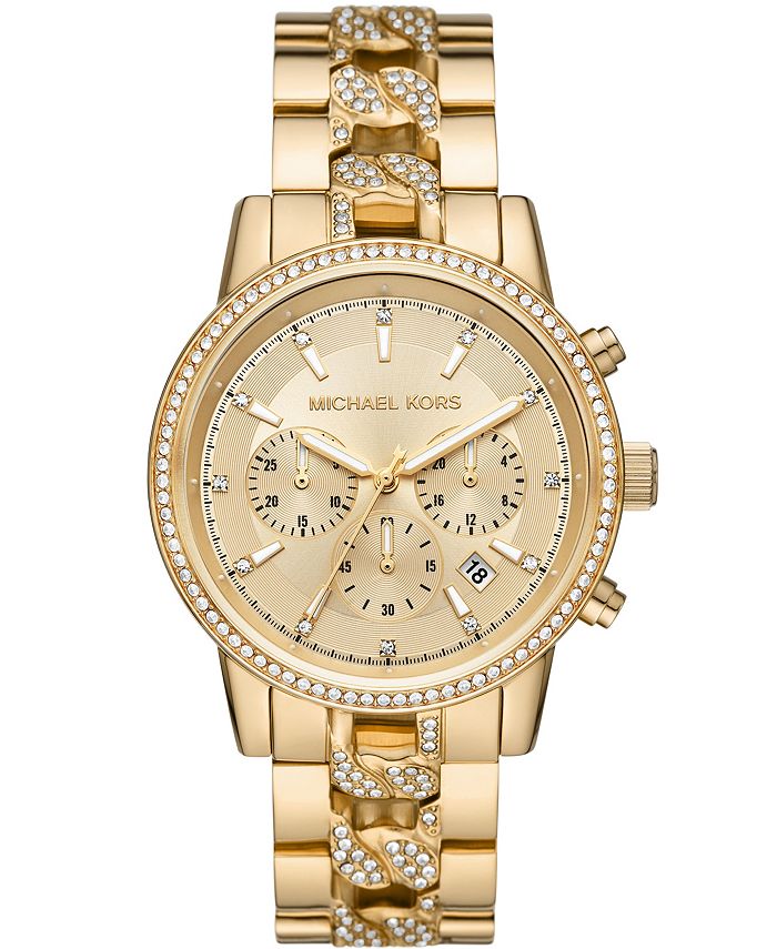 Michael Kors Women's Ritz Chronograph Gold-Tone Stainless Steel Bracelet  Watch 41mm & Reviews - All Watches - Jewelry & Watches - Macy's