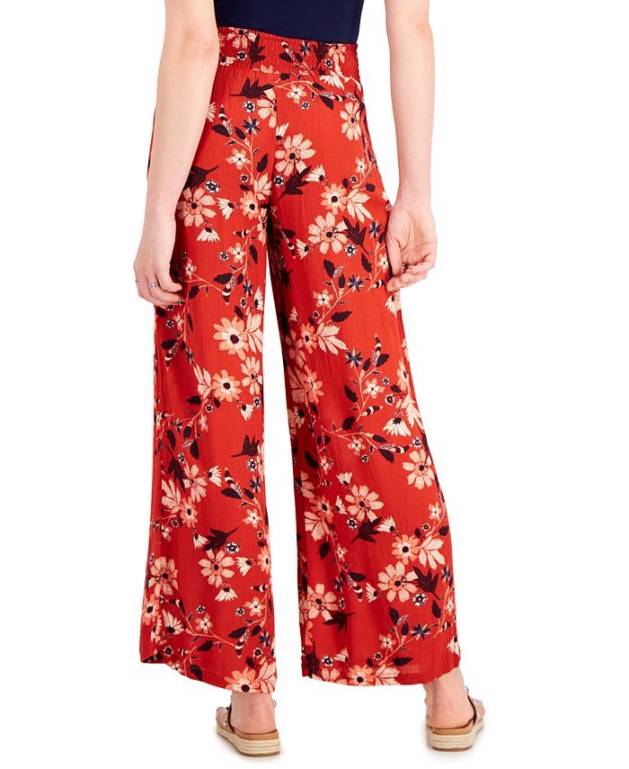 orange smocked waist pants