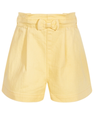First Impressions Baby Girls Denim Bow Shorts, Created For Macy's In Sunny Yellow