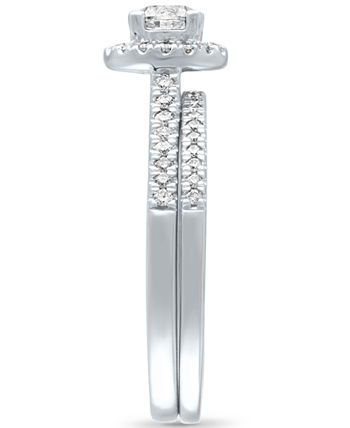 Macy's - Diamond Halo Bridal Set (5/8 ct. t.w.) in 14K White Gold