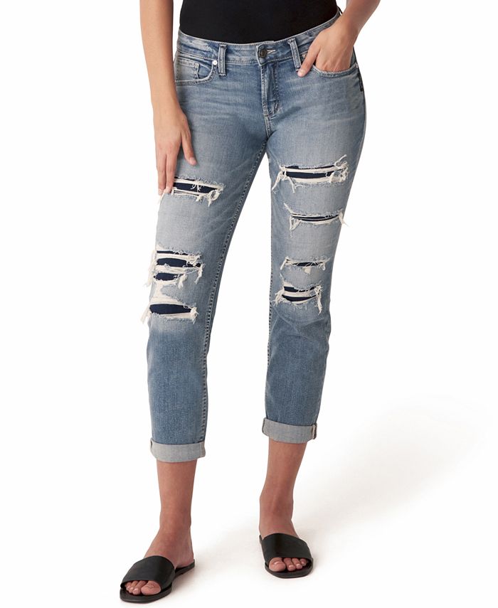 Silver Jeans Co. Ripped SlimLeg Boyfriend Jeans Macy's