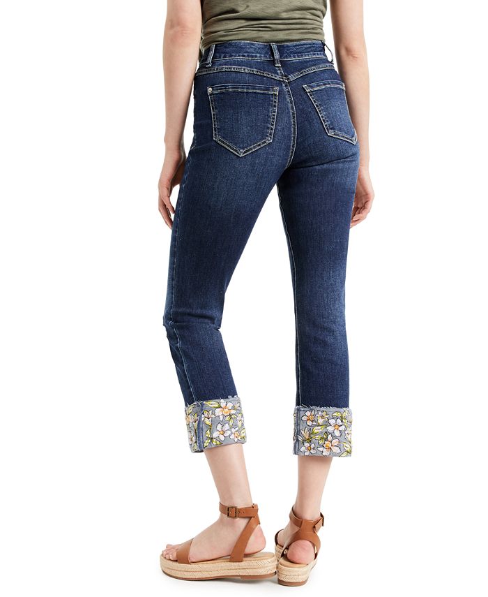 INC International Concepts EmbroideredCuff Cropped Jeans, Created for