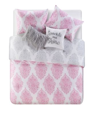 Love The Little Things Damask 4 Piece Comforter Set, Twin