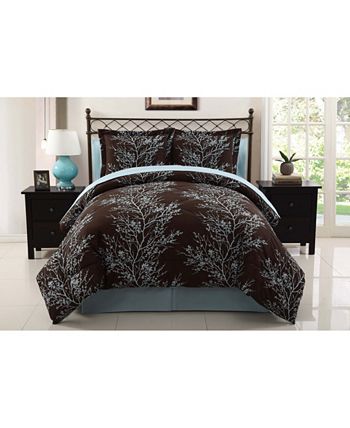 VCNY Home - Blue & Chocolate Leaf Comforter Set Collection