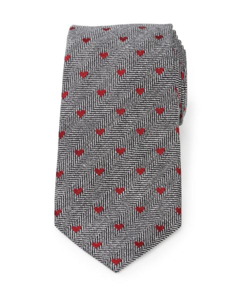 Мужские галстуки Cufflinks Inc. Herringbone Heart Tie, цвет: Серый / Красный