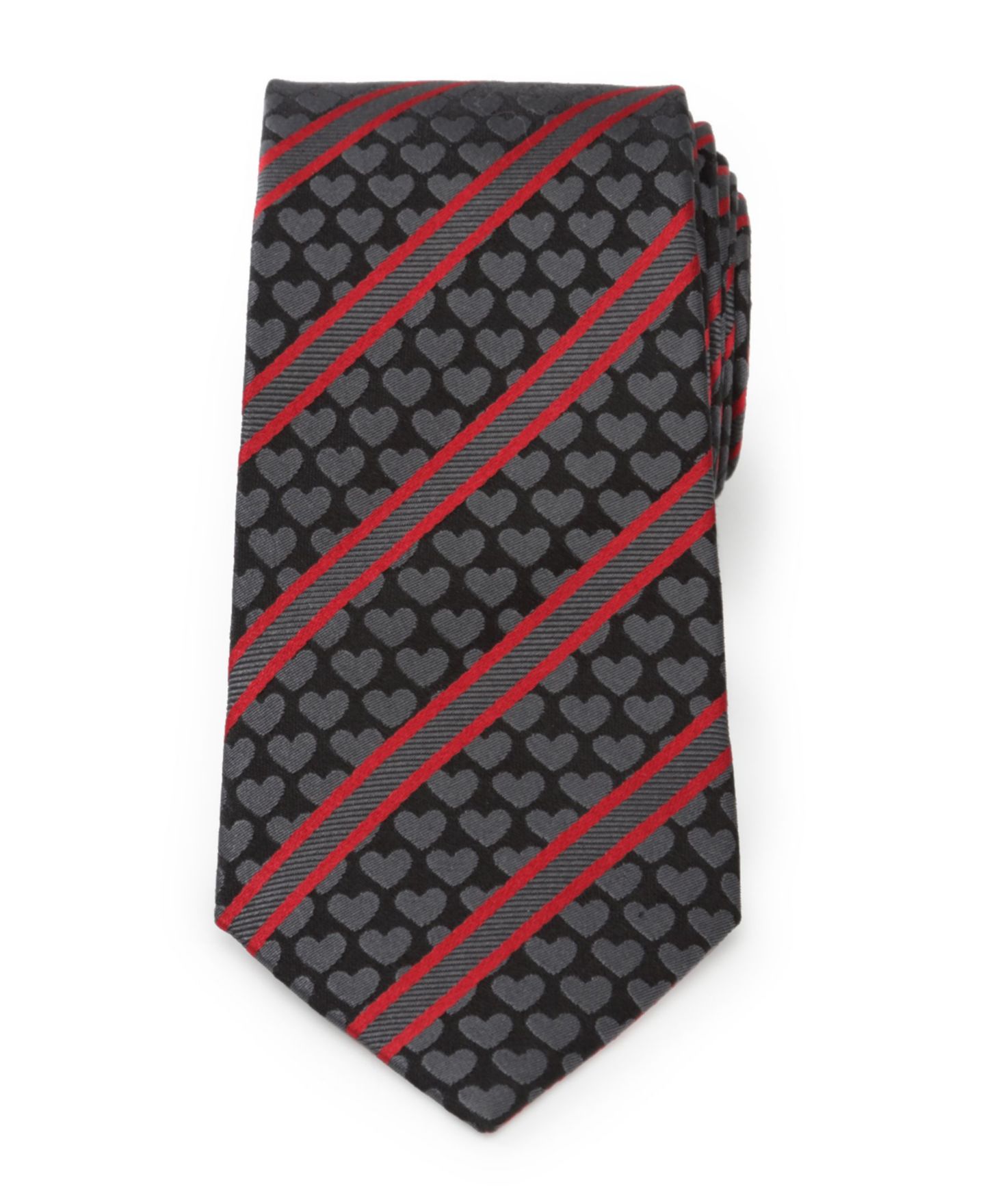 Мужские галстуки Cufflinks Inc. Heart Striped Tie, цвет: Чёрный / Красный — фото 1