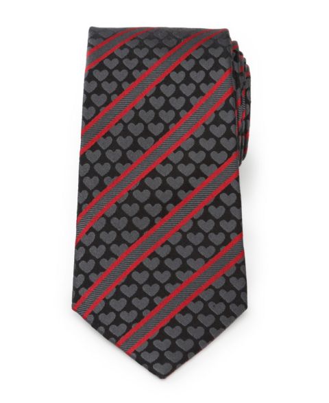 Мужские галстуки Cufflinks Inc. Heart Striped Tie, цвет: Чёрный / Красный