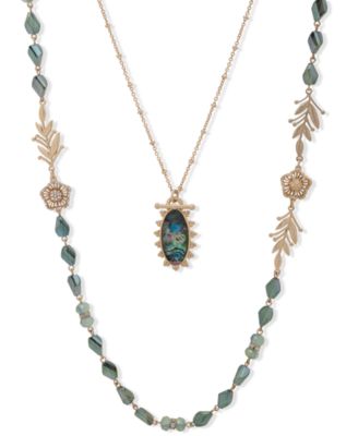 lonna & lilly - Gold-Tone Crystal, Stone & Bead 29" Convertible Layered Necklace