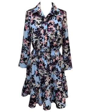 TAYLOR PETITE PRINTED FIT & FLARE SHIRTDRESS