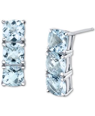 Macy's Aquamarine Vertical Stud Earrings (3-5/8 Ct. T.w.) In Sterling ...