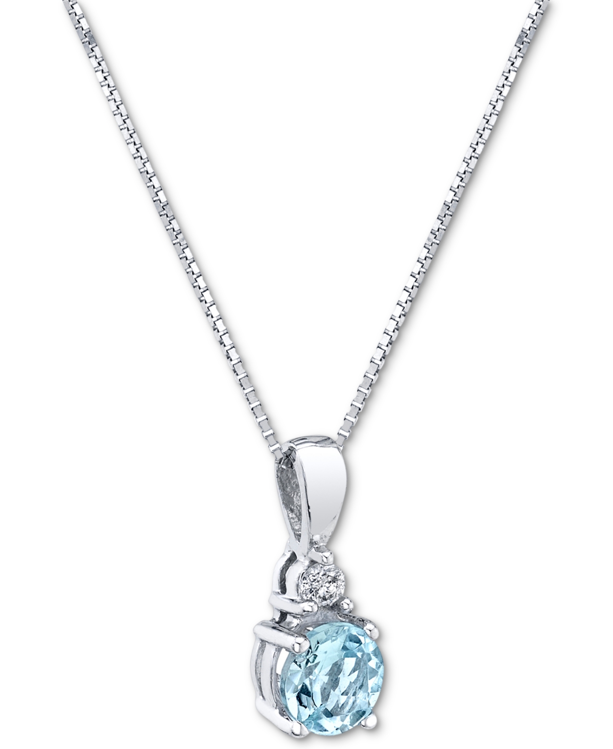 Shop Macy's Aquamarine (1/3 Ct. T.w.) & Diamond Accent 18" Pendant Necklace In 14k White Gold