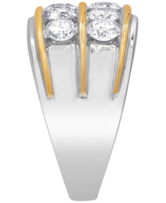Men's Diamond Two Row Band (3 ct. t.w.) in 10k Gold & White Gold