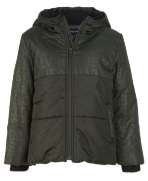 Toddler Boys All Over Logo Print Puffer Jacket