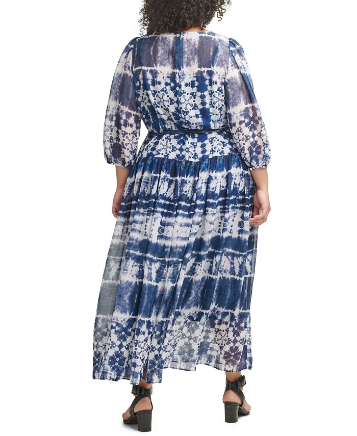 Calvin Klein Plus Size Printed Faux-Wrap Dress - Macy's