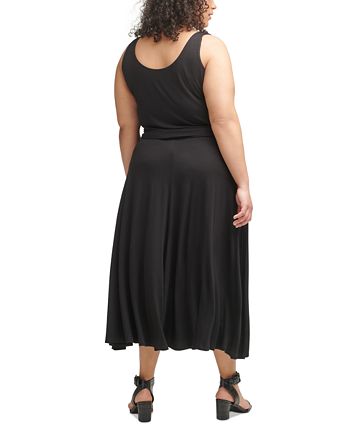 Calvin Klein Plus Size Belted Midi Dress - Macy's