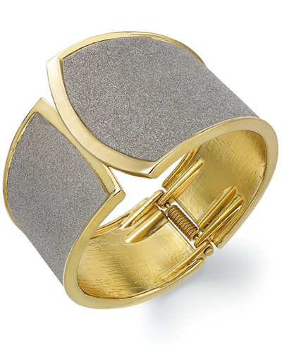 ABS by Allen Schwartz Gold-Tone Gray Texture Cuff Bracelet
