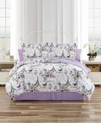 Macys Gray Floral Comforter sale Set 8 Pc New Queen size