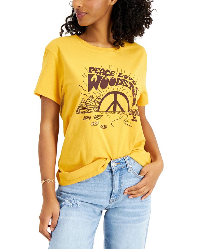 Junk Food Women's Cotton Peace Love Woodstock T-Shirt - Macy's