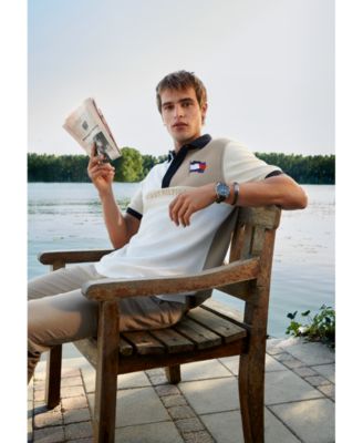 Men's Chronograph Brown Leather Strap Watch 44mm