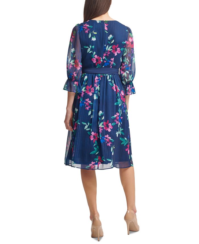Jessica Howard Petite Floral-Print Belted Dress - Macy's