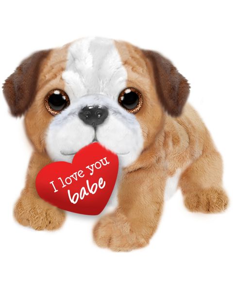 Детская мягкая игрушка First and Main Valentine Bruno Bulldog, цвет: Коричневый