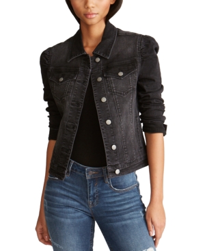 Vigoss Jeans Puff-Sleeve Denim Trucker Jacket