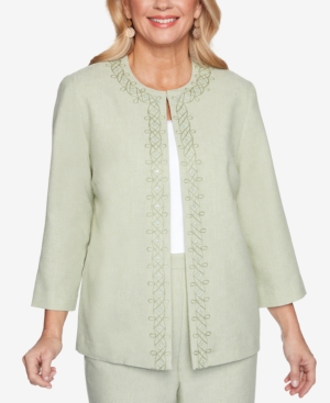 Alfred Dunner Petite Springtime In Paris Scroll-Embroidered Jacket