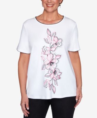 Alfred Dunner - Petite Clean Getaway Center Embroidered-Floral Top