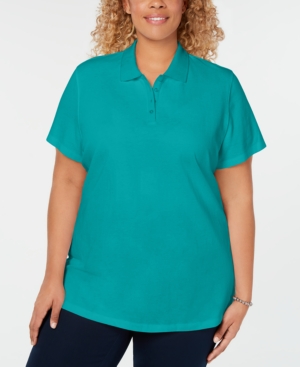 Karen Scott Plus Size Cotton Polo Shirt Created for Macy's