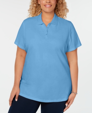 Karen Scott Plus Size Cotton Polo Shirt Created for Macy's