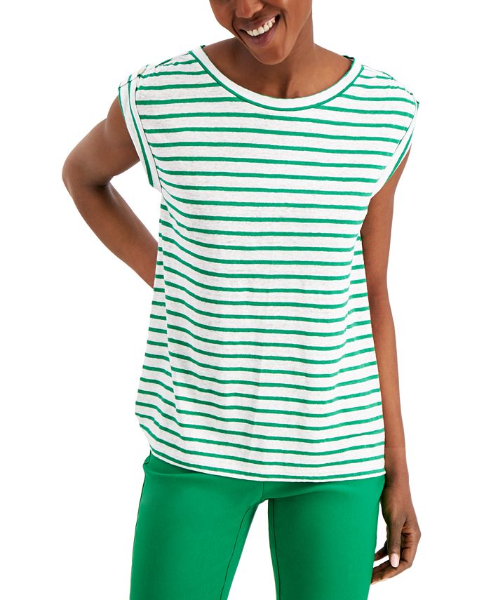 Charter Club Linen Striped Top, Created for Macy's - Macy's