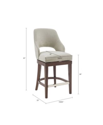 Madison Park Jillian 26"H Upholstered Open Back Rectangle 360 Degree Swivel Counter Stool