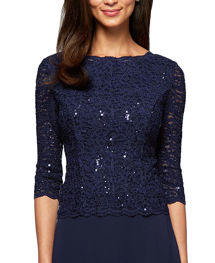 alex evenings sequined lace gown